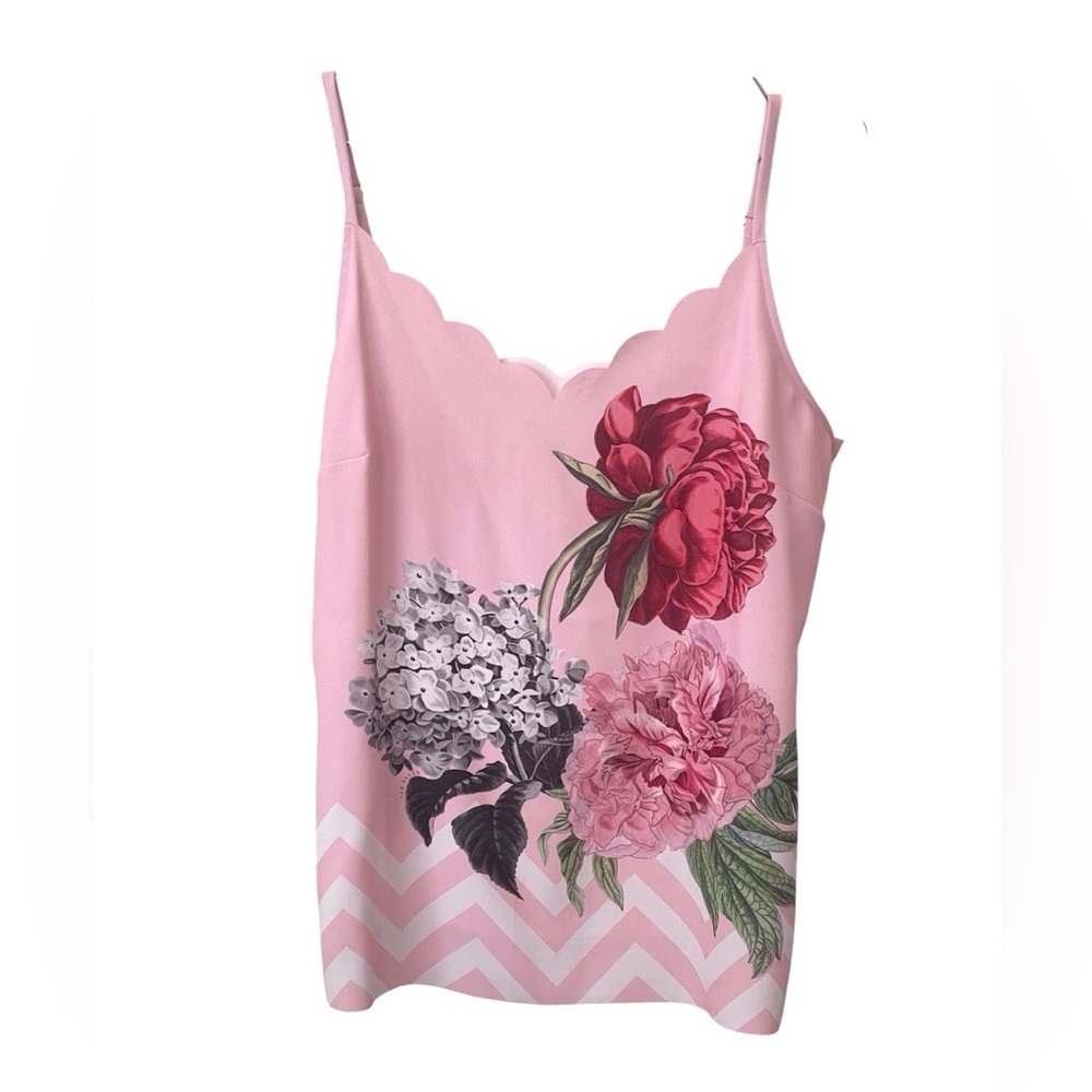 Ted Baker Pink Floral Scallop-Edge Cami Top